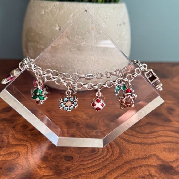 Brighton Christmas Charm Bracelet Silver Tone w Enamel - Picture 8 of 10